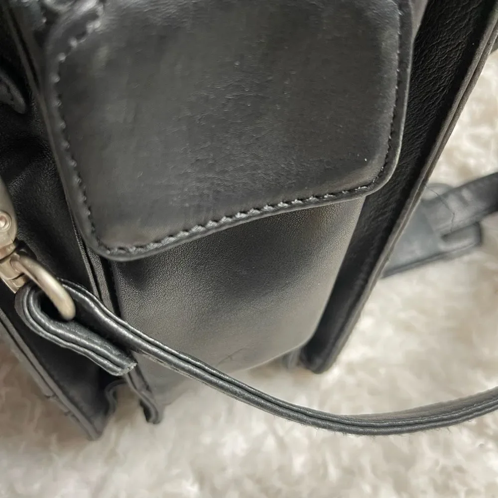 Bellino Black Soft Leather Business office Bag Adjustable Strap